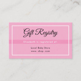 Simple Pink Registry Babyshower Enclosure Card Begleitkarte