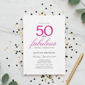 Simple Pink Script 50 and Fabulous 50th Birthday Einladung