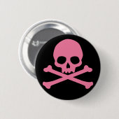 SImple Pink Skull und Crossbones Button (Vorne & Hinten)