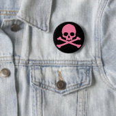 SImple Pink Skull und Crossbones Button (Beispiel)