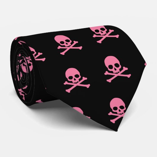 SImple Pink Skull und Crossbones Krawatte (Gerollt)