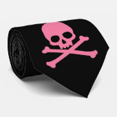 SImple Pink Skull und Crossbones Krawatte (Gerollt)