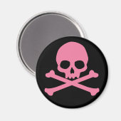 SImple Pink Skull und Crossbones Magnet (Vorderseite/Rückseite)