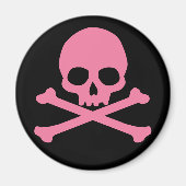 SImple Pink Skull und Crossbones Magnet (Vorne)