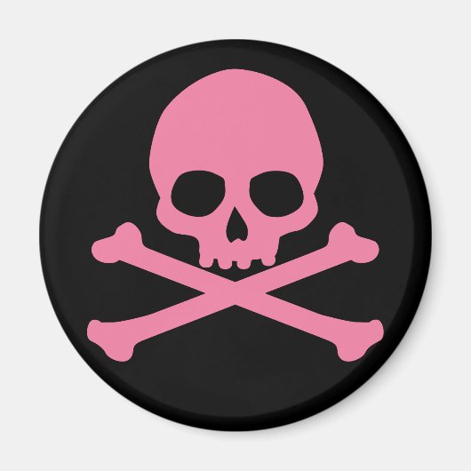 SImple Pink Skull und Crossbones Magnet (Vorne)