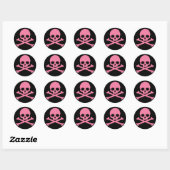 SImple Pink Skull und Crossbones Runder Aufkleber (Blatt)