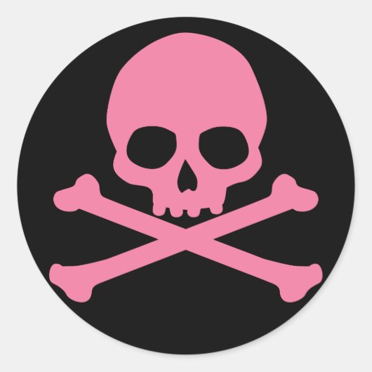 SImple Pink Skull und Crossbones Runder Aufkleber (Vorderseite)