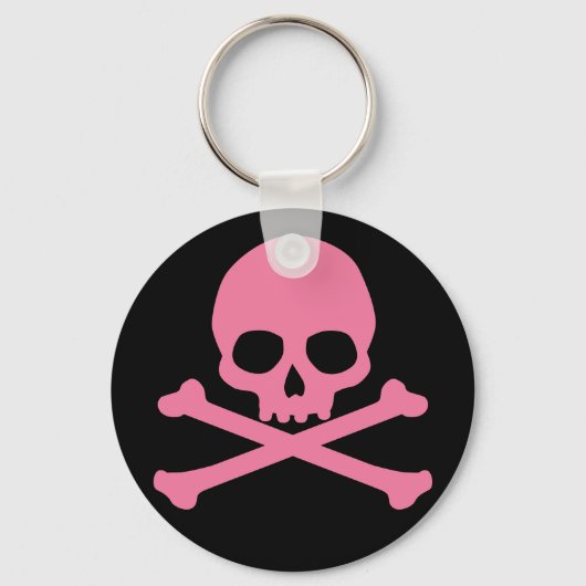 SImple Pink Skull und Crossbones Schlüsselanhänger (Vorderseite)