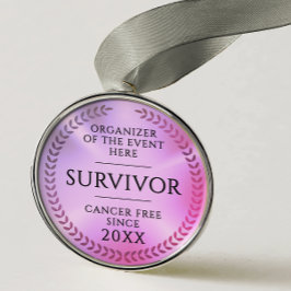 Simple Pink Survivor Awareness Fundraiser Medal Ornament Aus Metall