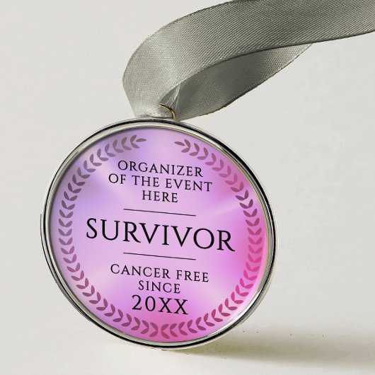 Simple Pink Survivor Awareness Fundraiser Medal Ornament Aus Metall