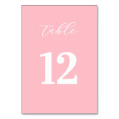 Simple Pink Table Numbers Sign Tischnummer (Vorderseite)