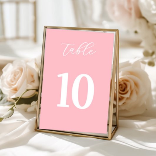 Simple Pink Table Numbers Sign Tischnummer