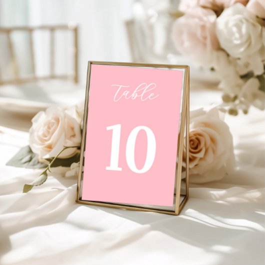 Simple Pink Table Numbers Sign Tischnummer