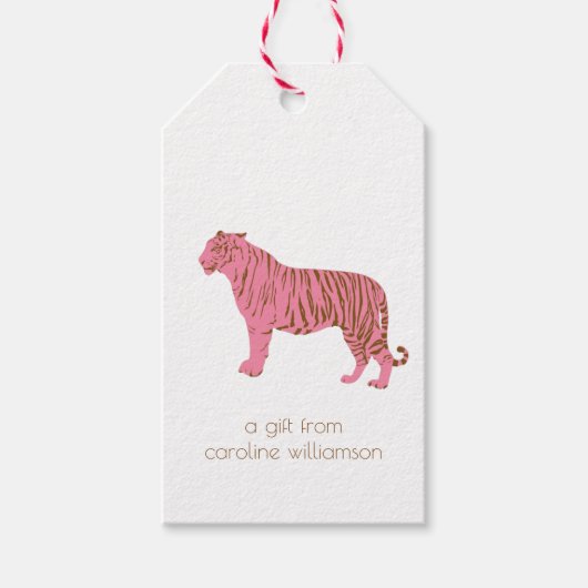 Simple Pink Tiger Art Personalized Stationery Geschenkanhänger (Vorderseite)