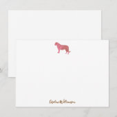 Simple Pink Tiger Script Personalized Stationery Mitteilungskarte (Vorne/Hinten)