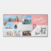 Simple pink white personalized text photo collage schreibtischunterlage (Tastatur & Maus)