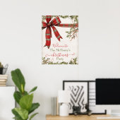 Simple Plaid Red Bow Christmas Holiday Welcome Poster (Heimbüro)