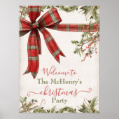 Simple Plaid Red Bow Christmas Holiday Welcome Poster (Vorne)