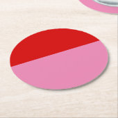 Simple Plain Red and Pink Colorblock Runder Pappuntersetzer (Angewinkelt)
