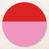 Simple Plain Red and Pink Colorblock Runder Pappuntersetzer (Vorderseite)