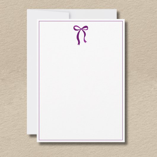 Simple Plum Purple Bow Thin Border No text Mitteilungskarte