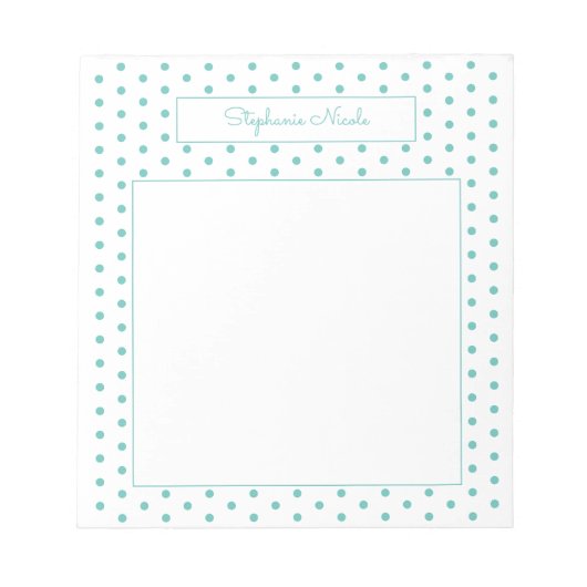 Simple Polka Aqua Personalisiert Lined Notizblock (Vorderseite)