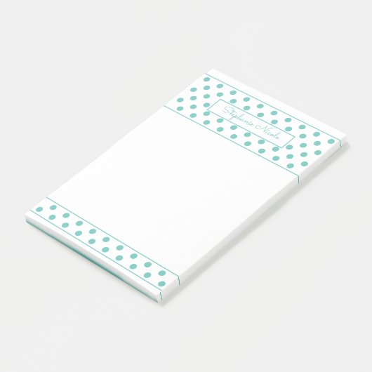 Simple Polka Dot Aqua Personalisierte Grenze Post-it Klebezettel (angewinkelt)