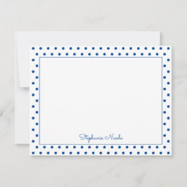 Simple Polka Dot Blue Personalisiert Thin Border Mitteilungskarte