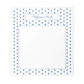 Simple Polka Dot Blue Personalisiert Thin Border Notizblock (Vorderseite)