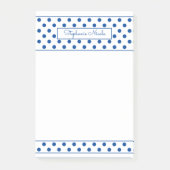 Simple Polka Dot Blue Personalisiert Thin Border Post-it Klebezettel (Vorderseite)