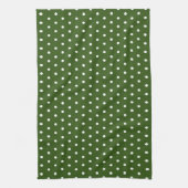 Simple Polka Dot Dark Forest Green und White Geschirrtuch (Vertikal)