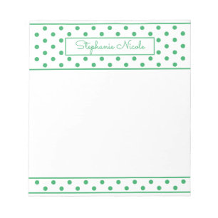 Simple Polka Dot Green Personalisiert Notizblock