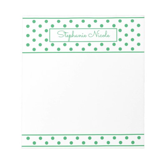 Simple Polka Dot Green Personalisiert Notizblock (Vorderseite)