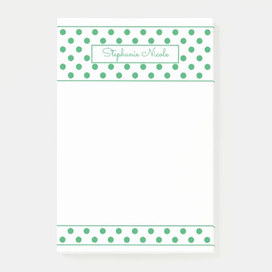Simple Polka Dot Green Personalisiert Thin Border Post-it Klebezettel (Vorderseite)