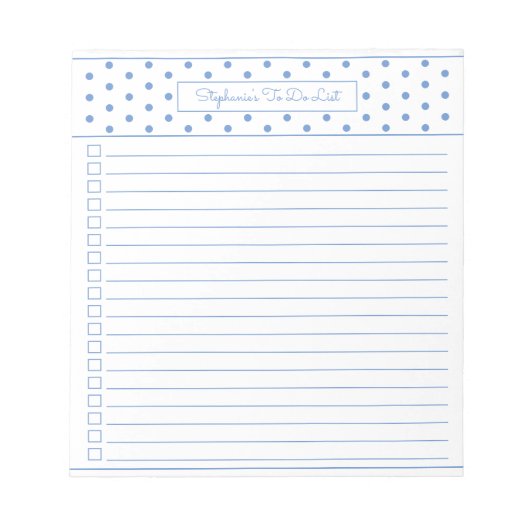 Simple Polka Dot Light Blue One Column Checklist Notizblock (Vorderseite)