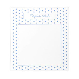 Simple Polka Dot Light Blue Personalisiert Border Notizblock