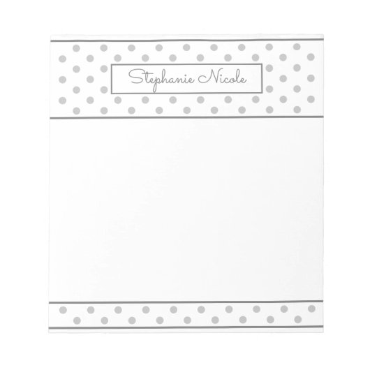 Simple Polka Dot Light Grau Personalisierte Grenze Notizblock (Vorderseite)