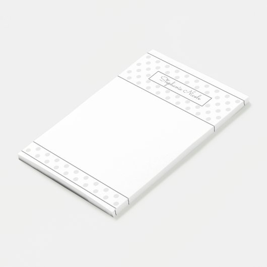 Simple Polka Dot Light Gray Personalisiert Post-it Klebezettel (angewinkelt)