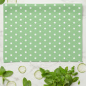 Simple Polka Dot Light Green und White Geschirrtuch (Gefaltet)