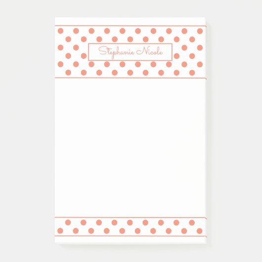 Simple Polka Dot Orange Personalisierte dünne Gren Post-it Klebezettel (Vorderseite)