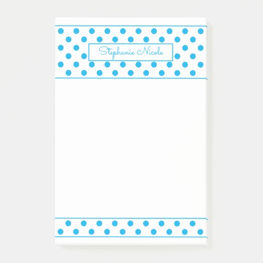 Simple Polka Dot Sky Blue Personalisiert Post-it Klebezettel (Vorderseite)