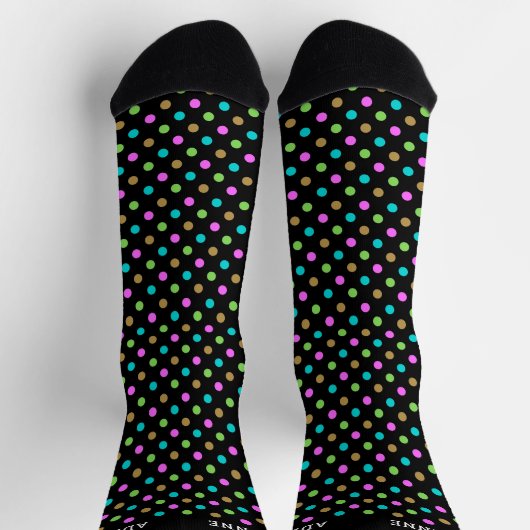 Simple Polka Dots Pattern Personalized Black Socken (Oben)