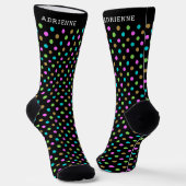 Simple Polka Dots Pattern Personalized Black Socken (Gewinkelt)