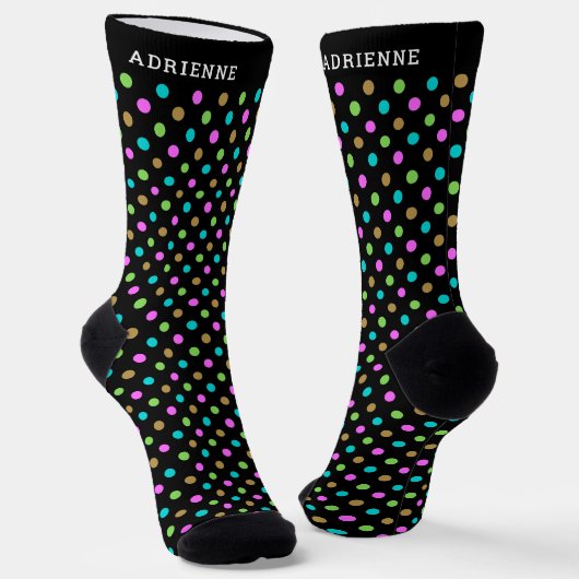 Simple Polka Dots Pattern Personalized Black Socken (Gewinkelt)