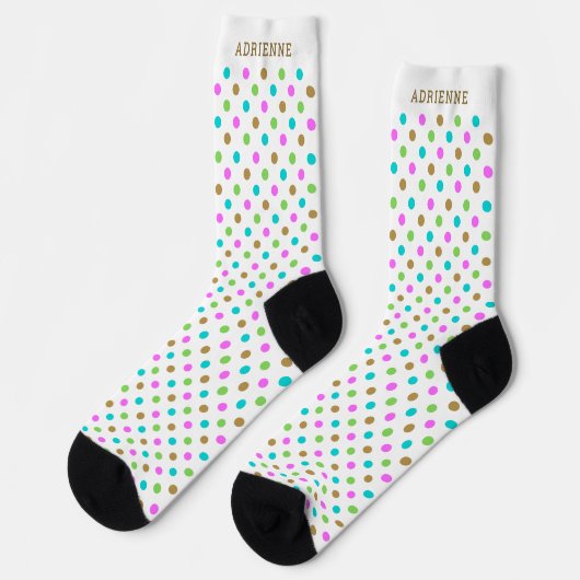 Simple Polka Dots Pattern Personalized White Socken (Linkes Detail)