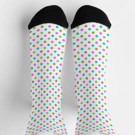 Simple Polka Dots Pattern Personalized White Socken (Oben)