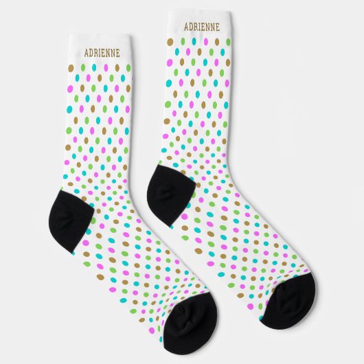 Simple Polka Dots Pattern Personalized White Socken (Rechts)