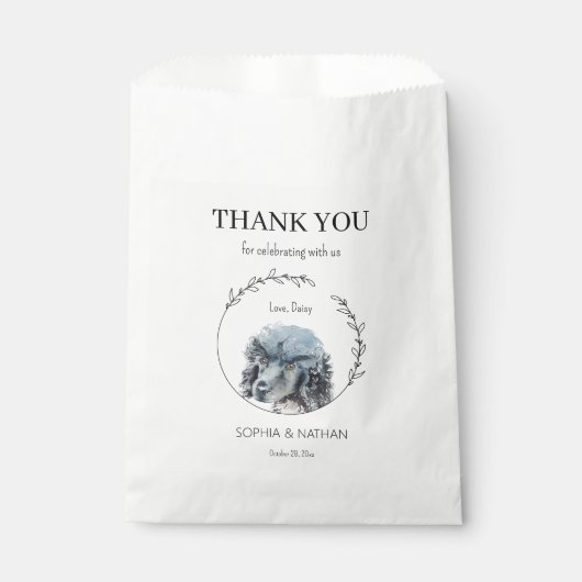 Simple Poodle Dog Wedding Danke Geschenktütchen (Vorderseite)