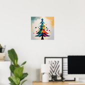 Simple Pop Art Geometric Christmas Tree and Circle Poster (Heimbüro)