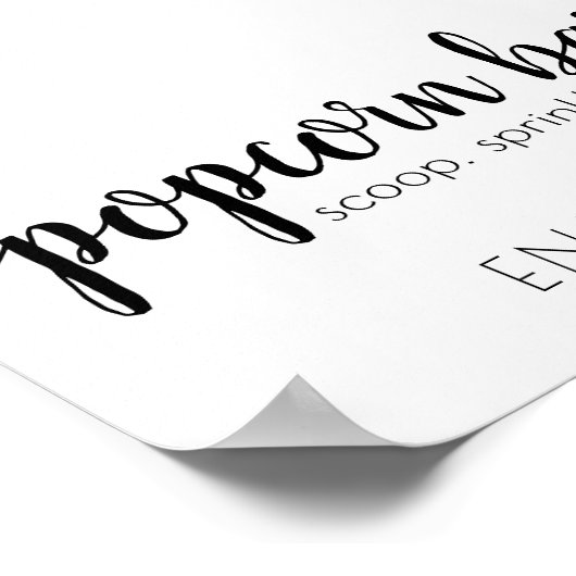 Simple Popcorn Bar | Schwarzes Skript Jedes Ereign Poster (Ecke)